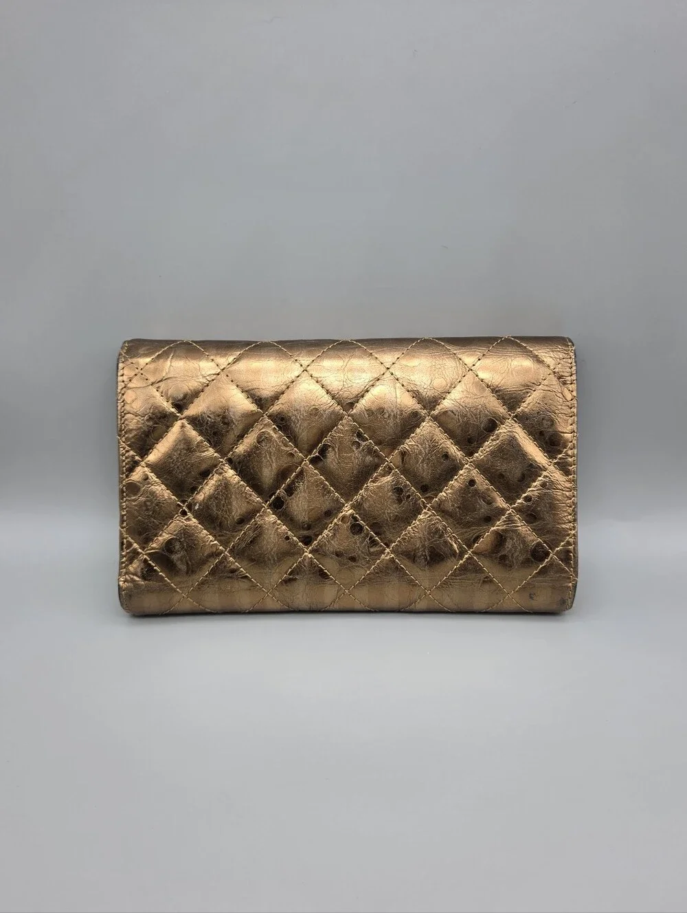 💛CHANEL Authentic mottled rose-gold quilted leather 2.55 reissue wallet💛